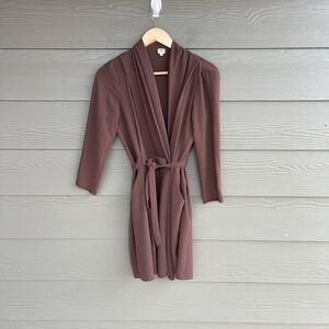 Aritzia Wilfred chocolate brown Franco wrap tie dress